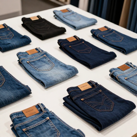 Folded denim styles prepared for OEM programs